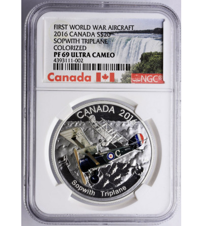 Kanada, 20 dolarów 2016, Samoloty I wojny Swiatowej, Sopwith Tripane - NGC PF 69 Ultra Cameo