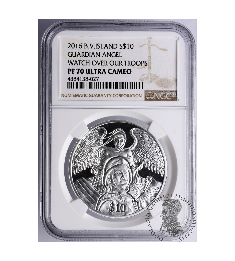 British Virgin Islands, 10 Dollars 2016, Guardian Angel (1 ounce .999 Silver) - NGC PF 70 Ultra Cameo