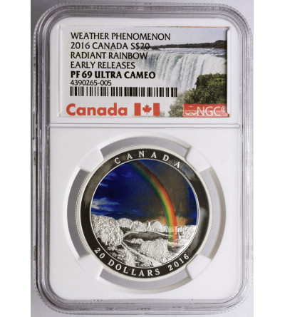 Kanada, 20 dolarów 2016, Fenomeny natury, promienna tęcza - NGC PF 69 Ultra Cameo