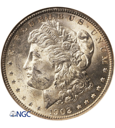USA. Morgan Dolar 1902 O, Nowy Orlean - NGC MS 63