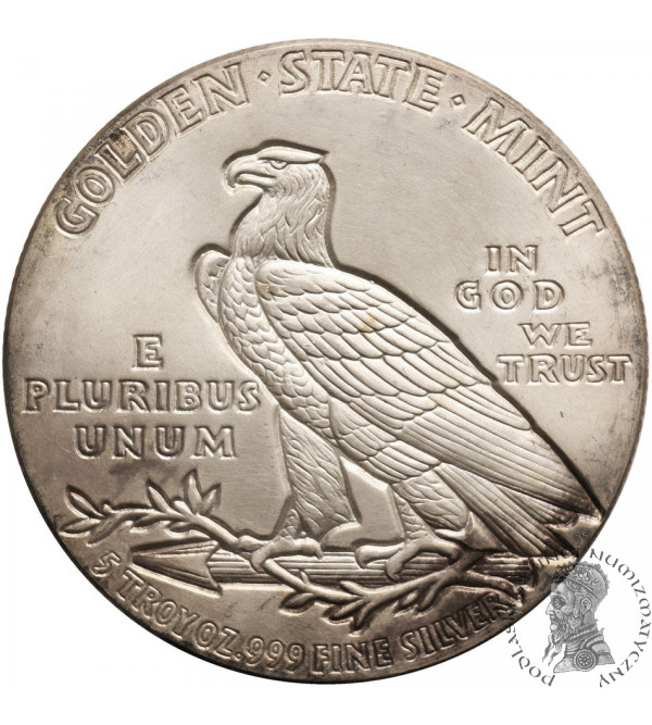 USA. Silver collectors medal, 5 Oz (5 Troy Ounces) Pure Silver, 155,5 g