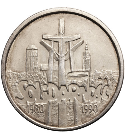 Poland. 100000 Zlotych 1990, Solidarity, var. B, without the letter L - (1 Ounce pure Silver)