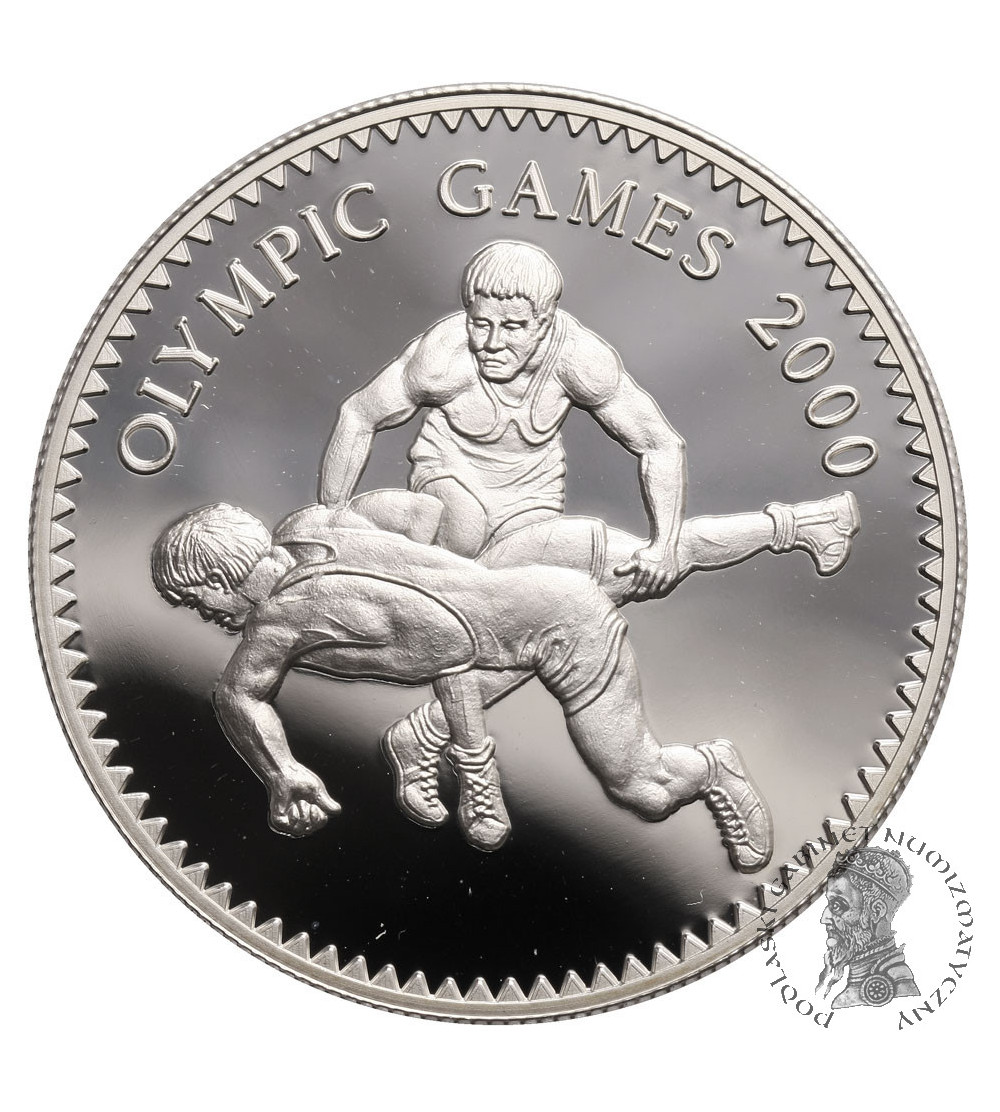 Mongolia, 500 Tugrik no date!!! (1998), XXVII Olympic Games Sydney 2000, wrestlers - Silver Proof (unlisted Rare!)