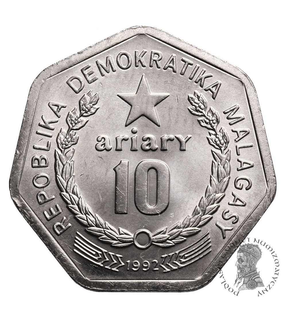 Madagaskar, 10 Ariary 1992, motto A: Repoblika Demokratika Malagasy