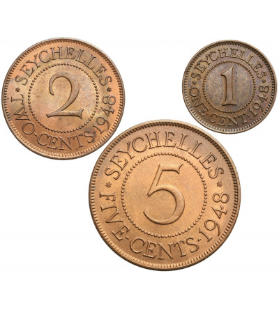 Seychelles. Set 1, 2, 5 Cents 1948, George VI