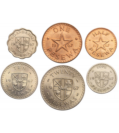 Ghana. Set 1/2, 1, 2-1/2, 5, 10, 20 Pesewa 1967