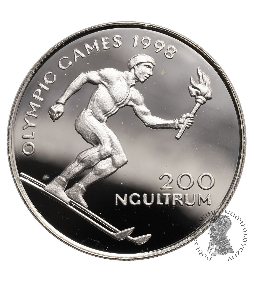 Bhutan, 500 Ngultrums 1996, XVIII Winter Olympics Nagano 1998 - Silver Proof