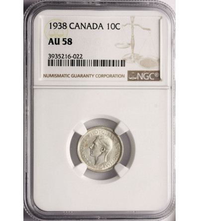 Kanada, 10 centów 1938, Jerzy VI - NGC AU 58