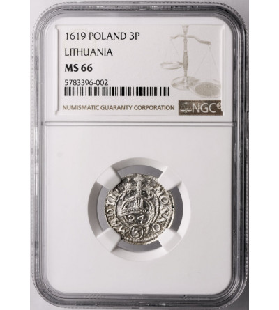 Poland / Lithunania, Zygmunt III Waza. Poltorak (1/24 thaler / Dreipölker) 1619, Vilnius mint - NGC MS66 Top Pop!!!
