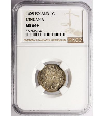 Poland / Lithuania, Sigismund III Vasa 1587-1632. Lithuanian Grosz 1608, Vilnius mint - NGC MS 66+ (Top!!! Pop)