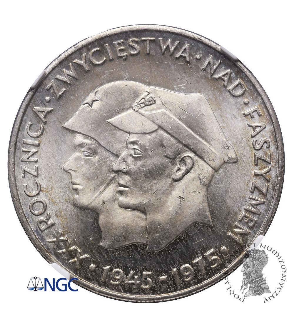Polska. 200 złotych 1975, XXX rocznica zwycięstwa nad faszyzmem - NGC MS 63