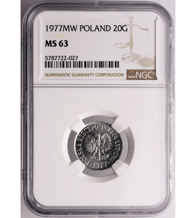 Poland. 20 Groszy 1977, Warsaw mint - NGC MS 63