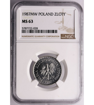 Polska. 1 złoty 1987, Warszawa - NGC MS 63