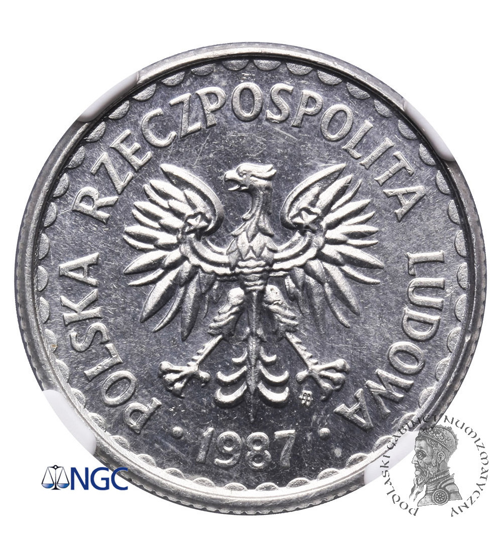 Polska. 1 złoty 1987, Warszawa - NGC MS 63