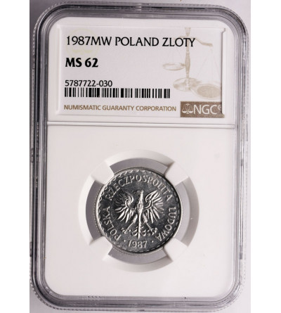 Poland. 1 Zloty 1987, Warsaw mint - NGC MS 62