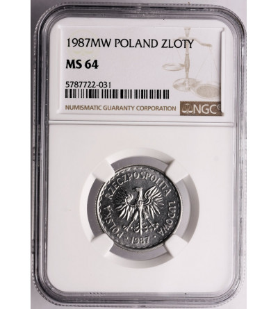 Polska. 1 złoty 1987, Warszawa - NGC MS 64