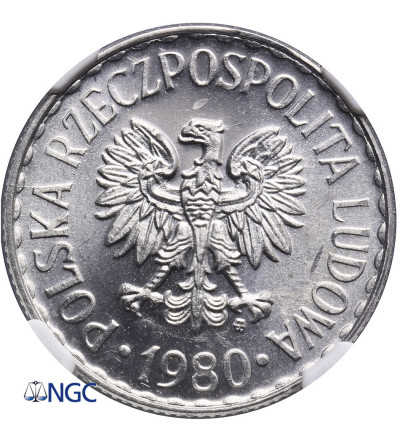 Polska. 1 złoty 1980, Warszawa - NGC MS 64
