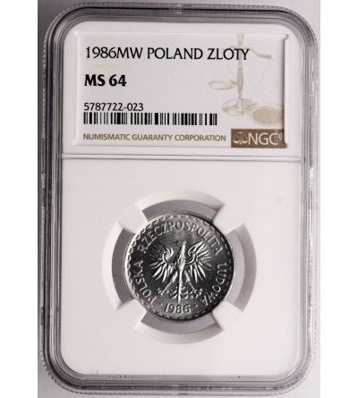 Polska. 1 złoty 1986, Warszawa - NGC MS 64