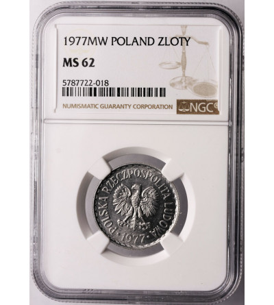 Polska. 1 złoty 1977, Warszawa - NGC MS 62