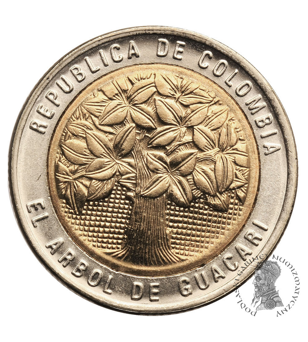 Kolumbia. 500 Pesos 1996, drzewo Guacari