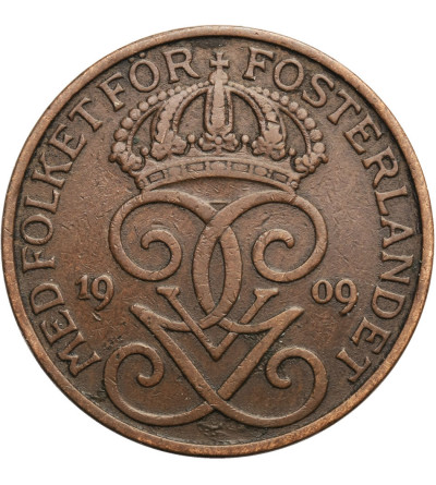 Sweden. 5 Öre 1909, Gustav V 1907-1950 (small cross above mongram)