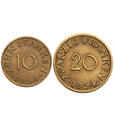 Niemcy, Saarland. Zestaw: 10 i 20 franków 1954