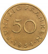 Germany, Saarland. 50 Franken 1954