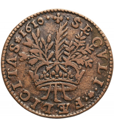 France, Maria de Medici 1573-1642. Coronation copper medal (jeton) 1610 AD