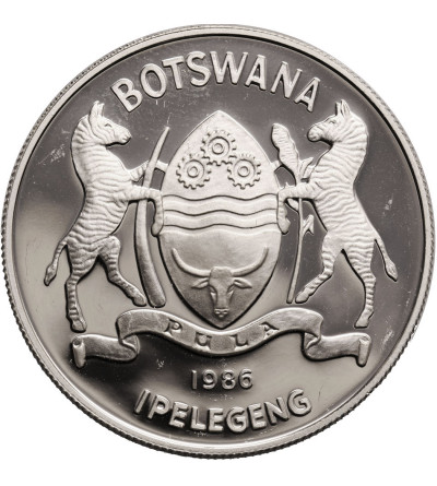 Botswana. 2 Pula 1986, Wildlife, Slaty Egret - Silver Proof