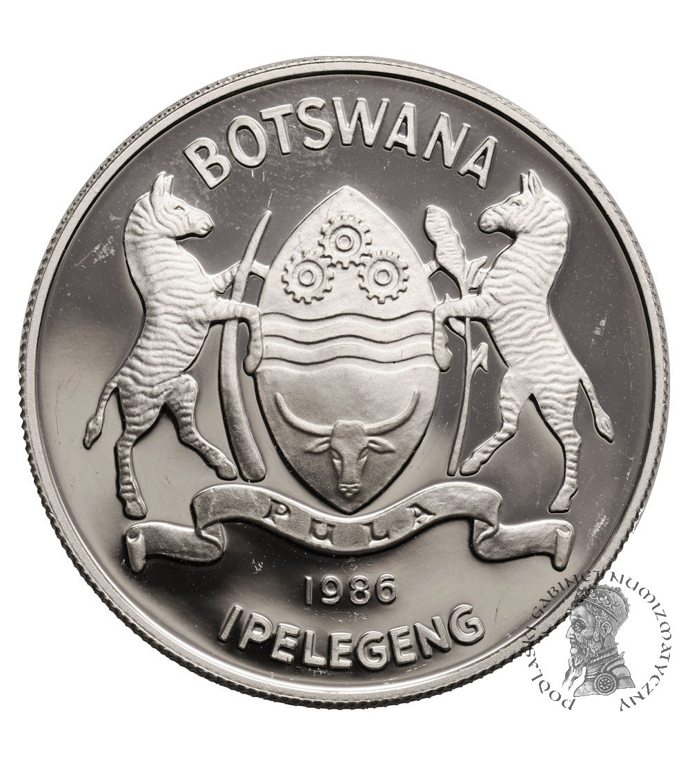 Botswana. 2 Pula 1986, Slaty Egret - Silver Proof