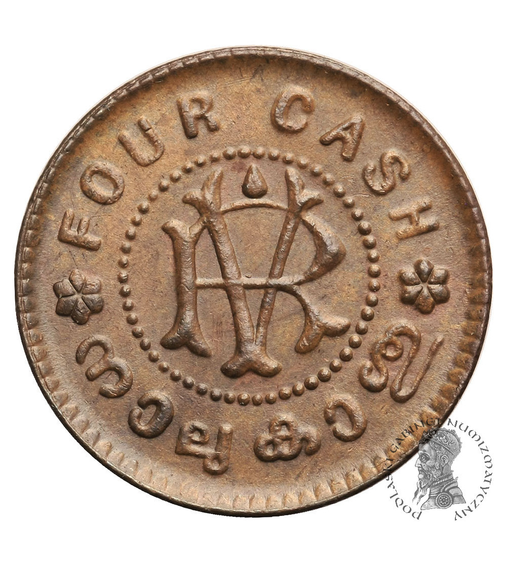 Indie - Travancore. 4 Cash bez daty (1906-1935 AD), Rama Varma VI