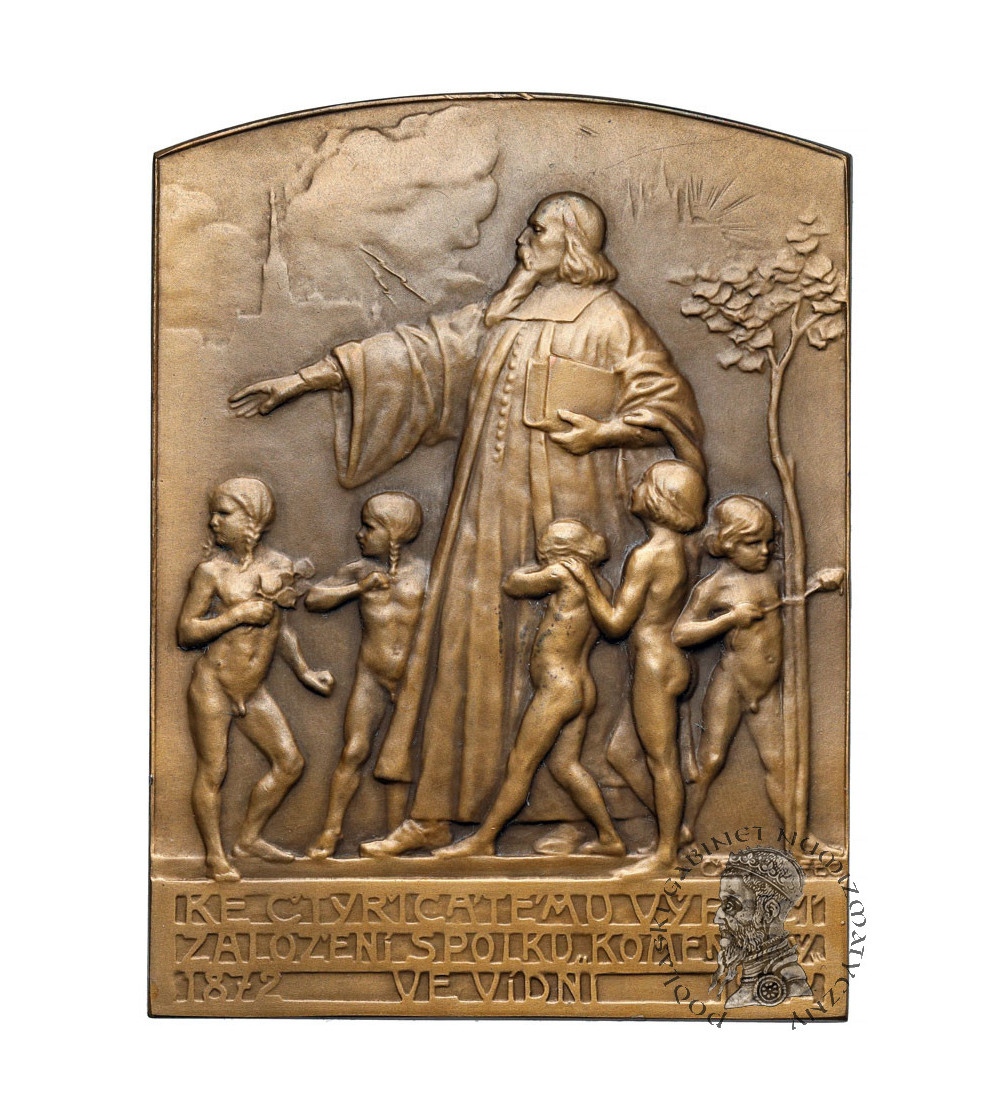 Czechoslovakia. Plaque 1912, by Jan Čejk, 40th Anniversary of the founding of the Comenius Society in Vienna