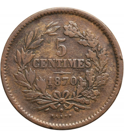 Luxembourg, William III (Netherlands) 1849-1905. 5 Centimes 1870 (u)