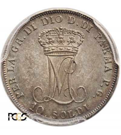 Włochy, Parma. 10 Soldi 1815, księżna Maria Luigia 1815-1847, PCGS MS 63