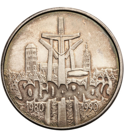 Poland. 100000 Zlotych 1990, Solidarity, var. C (1 Ounce pure Silver)