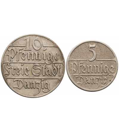 Gdansk, (Danzig / Free City of Gdansk). Set 5 and 10 Pfennig 1923