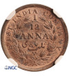 Indie Brytyjskie. 1/12 Anna 1848 (c), East India Company - NGC UNC Details