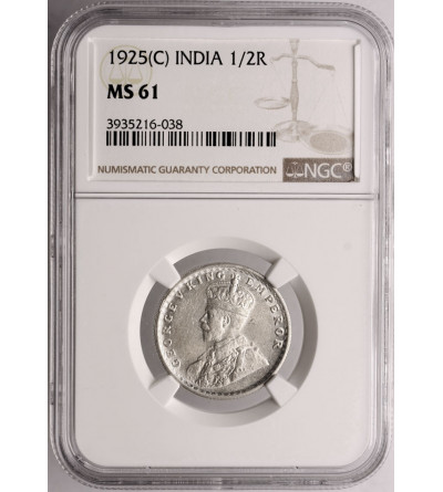 India British. 1/2 Rupee 1925 (c), Calcutta, George V - NGC MS 61