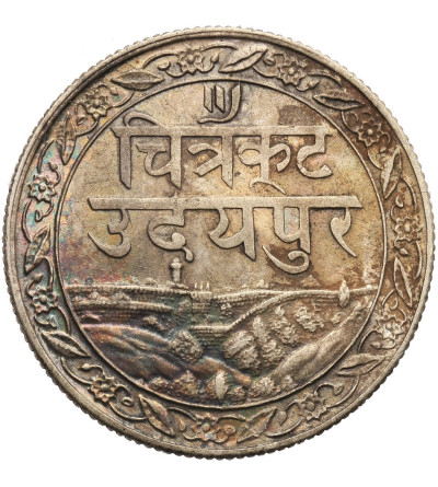 Indie - Mewar. 1/2 rupii VS 1985 / 1928 AD, Fatteh Singh (Dosti Lundhun/ Przyjaźń z Londynem)