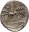 Rzym Republika, Lucius Appuleius Saturninus. AR Denar, 104 r. p.n.e., Rzym (leżące litera N na rewersie)