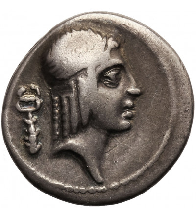 Rzym Republika, C. Calpurnius Piso Frugi. AR Denar, 67 r. p.n.e., mennica Rzym (Kaduceusz z lewej strony na awersie)