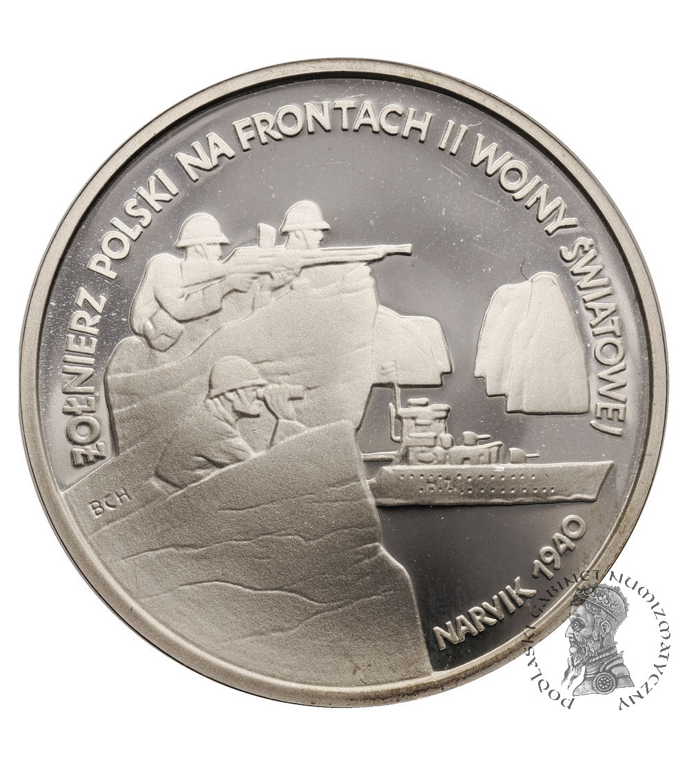 Poland. 100000 Zlotych 1991, Polish Soldier on the Fronts of World War II - Narvik 1940, Proof