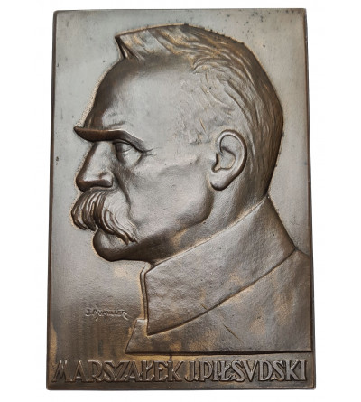 Polska. Prostokątna plakieta, Marszałek J. Piłsudski, J. Aumiller (90x60mm)