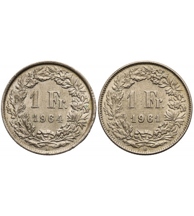 Szwajcaria. Zestaw: 1 frank 1961 B, 1964 B