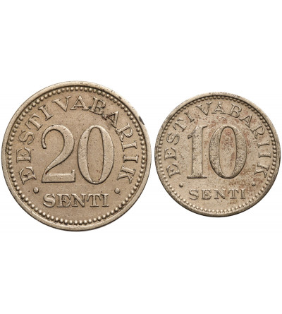 Estonia, Republika 1918-1941. Zestaw: 10 centów 1931, 20 centów 1935