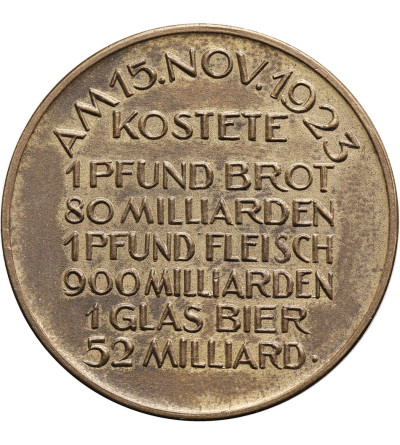 Germany. Medal to commemorate hyperinflation in Germany 1923