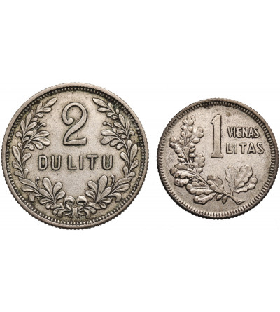 Lithuania, First Republic 1918-1940. Set: 1 Litas, 2 Litu 1925