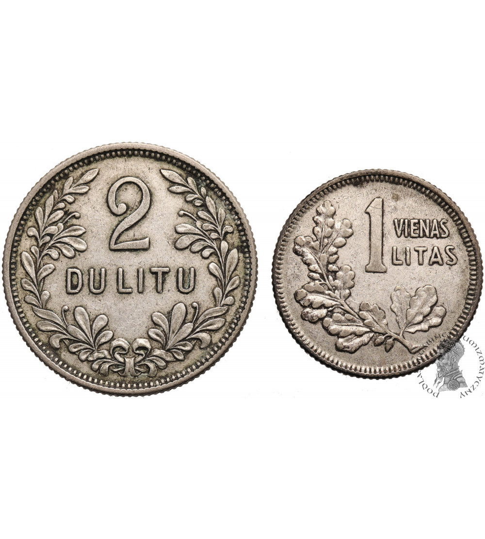 Litwa, Republika 1918-1940. Zestaw: 1 Lit (Litas), 2 Lity (Litu) 1925
