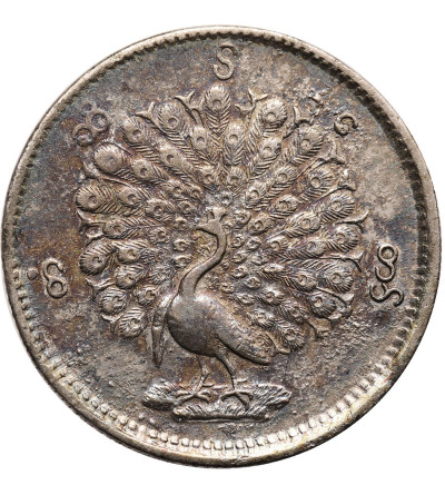 Myanmar, (Burma). 5 Mu (1/2 Rupee / 1/2 Kyat)  CS 1214 / 1852 AD, Peacock
