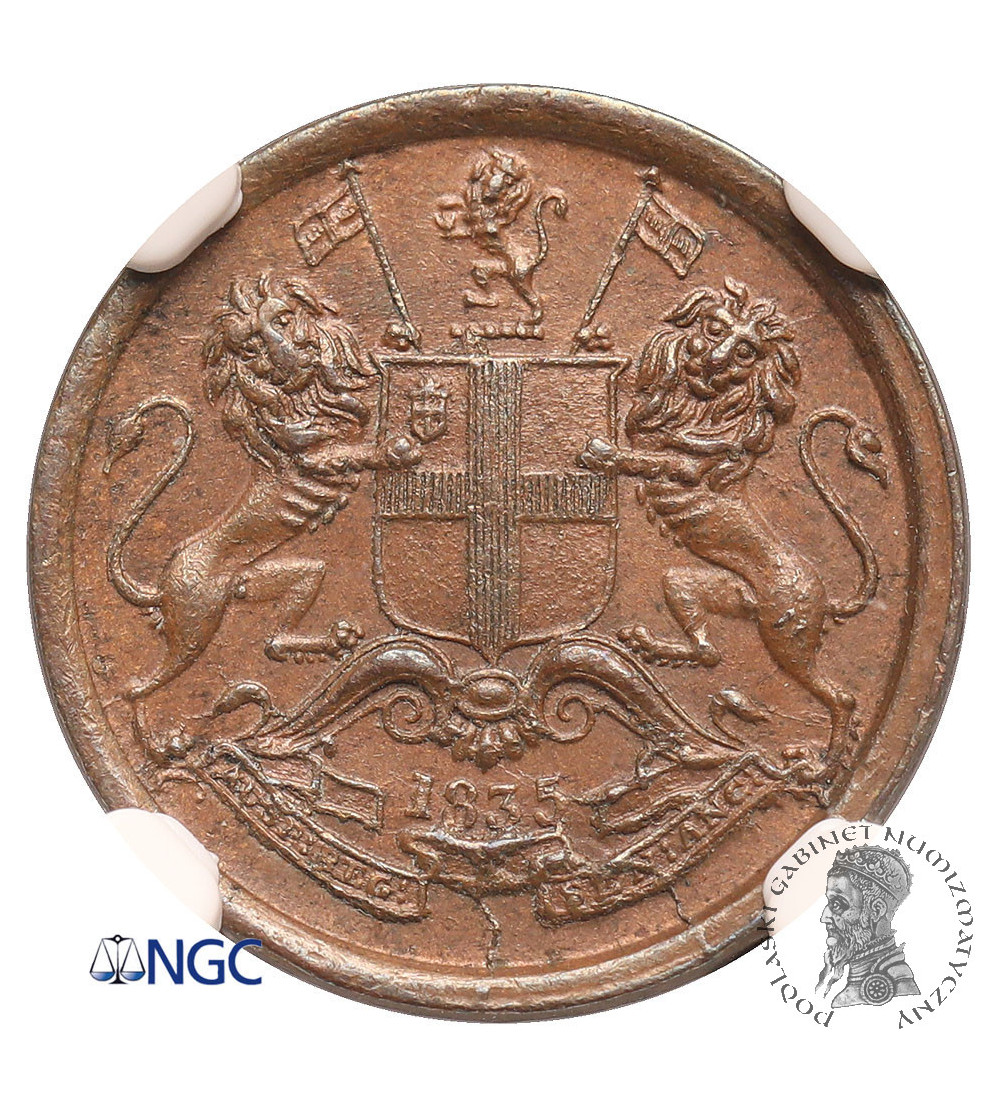 Indie Brytyjskie. 1/12 Anna 1835 (B), East India Company - NGC MS 63 BN